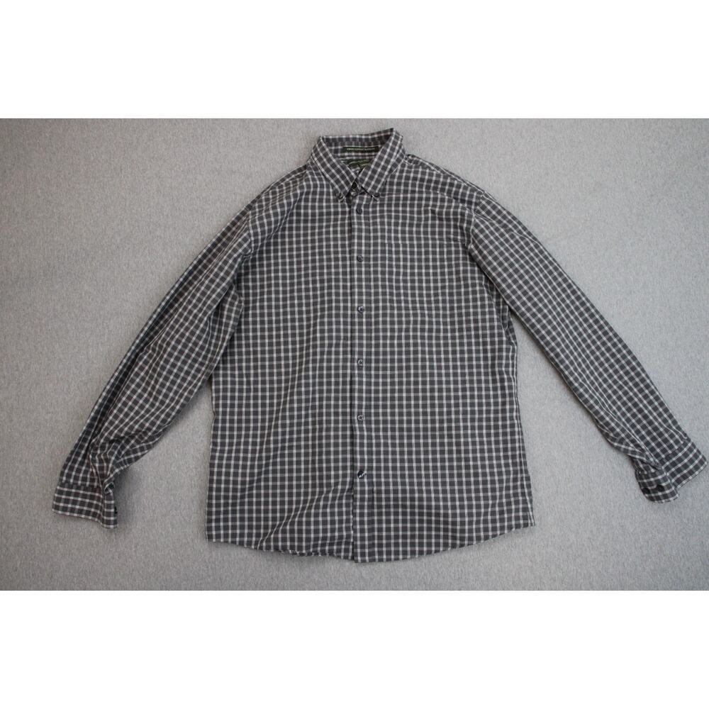 Eddie Bauer Shirt Mens Large Check 100% Cotton Relaxed Fit Button Down